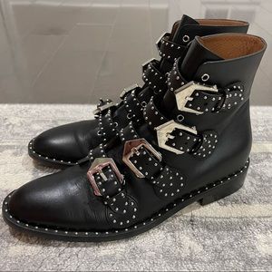 Givenchy Black Leather Studded Ankle Boots
